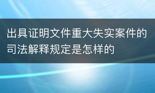 出具证明文件重大失实案件的司法解释规定是怎样的