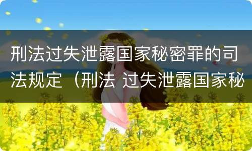 刑法过失泄露国家秘密罪的司法规定（刑法 过失泄露国家秘密罪）