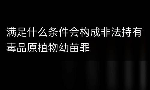 满足什么条件会构成非法持有毒品原植物幼苗罪