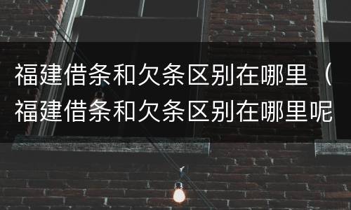 福建借条和欠条区别在哪里（福建借条和欠条区别在哪里呢）