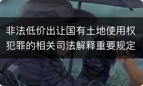 非法低价出让国有土地使用权犯罪的相关司法解释重要规定包括什么