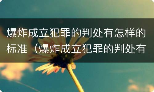 爆炸成立犯罪的判处有怎样的标准（爆炸成立犯罪的判处有怎样的标准呢）