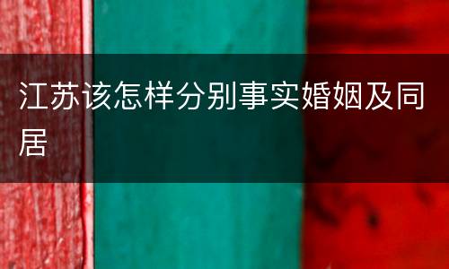 江苏该怎样分别事实婚姻及同居