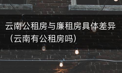 云南公租房与廉租房具体差异（云南有公租房吗）