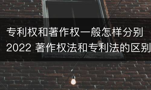 专利权和著作权一般怎样分别2022 著作权法和专利法的区别