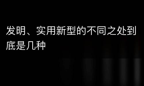 发明、实用新型的不同之处到底是几种