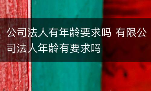公司法人有年龄要求吗 有限公司法人年龄有要求吗