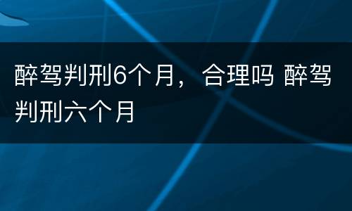 醉驾判刑6个月，合理吗 醉驾判刑六个月