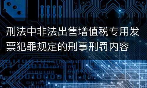 刑法中非法出售增值税专用发票犯罪规定的刑事刑罚内容