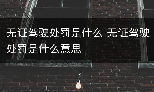 无证驾驶处罚是什么 无证驾驶处罚是什么意思