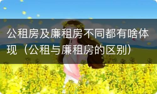 公租房及廉租房不同都有啥体现（公租与廉租房的区别）