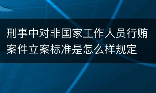 刑事中对非国家工作人员行贿案件立案标准是怎么样规定