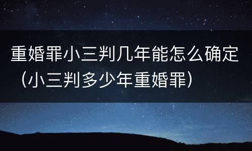 重婚罪小三判几年能怎么确定（小三判多少年重婚罪）