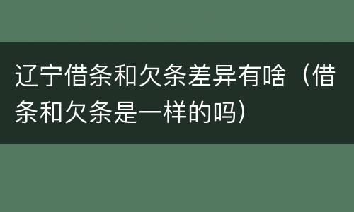 辽宁借条和欠条差异有啥（借条和欠条是一样的吗）