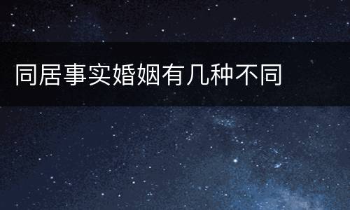 同居事实婚姻有几种不同