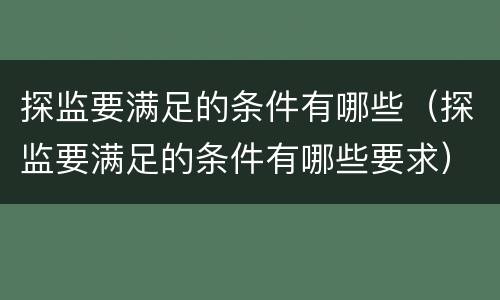 探监要满足的条件有哪些（探监要满足的条件有哪些要求）