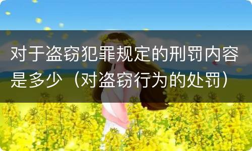 对于盗窃犯罪规定的刑罚内容是多少（对盗窃行为的处罚）