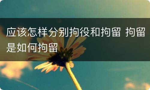应该怎样分别拘役和拘留 拘留是如何拘留