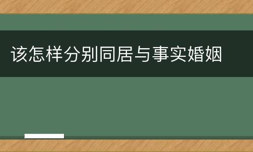 该怎样分别同居与事实婚姻