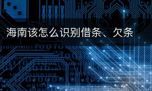 海南该怎么识别借条、欠条
