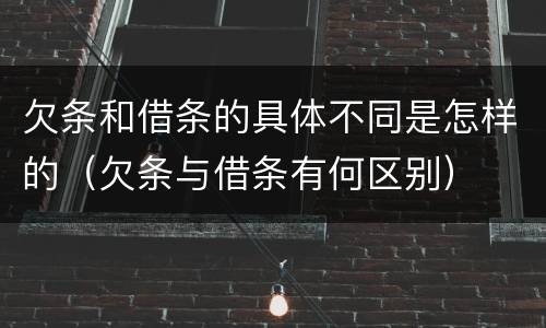 欠条和借条的具体不同是怎样的（欠条与借条有何区别）