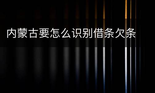 内蒙古要怎么识别借条欠条