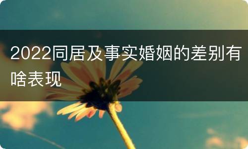 2022同居及事实婚姻的差别有啥表现