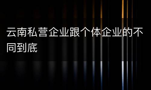 云南私营企业跟个体企业的不同到底