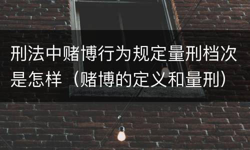 刑法中赌博行为规定量刑档次是怎样（赌博的定义和量刑）