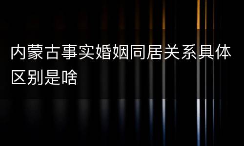内蒙古事实婚姻同居关系具体区别是啥