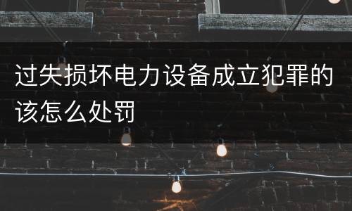过失损坏电力设备成立犯罪的该怎么处罚