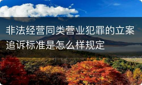 非法经营同类营业犯罪的立案追诉标准是怎么样规定