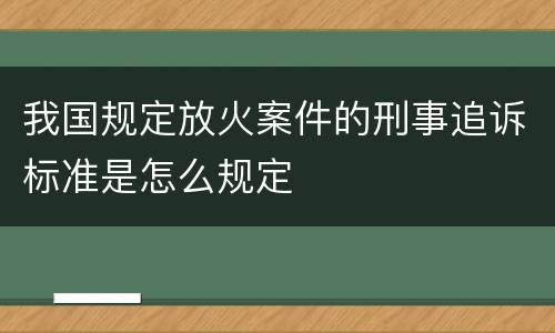 我国规定放火案件的刑事追诉标准是怎么规定