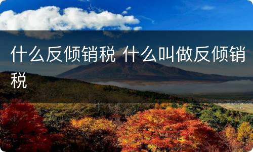 什么反倾销税 什么叫做反倾销税