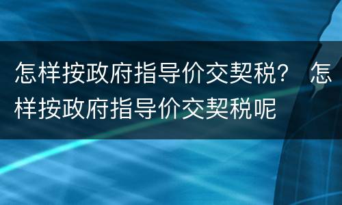 怎样按政府指导价交契税？ 怎样按政府指导价交契税呢
