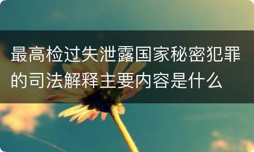 最高检过失泄露国家秘密犯罪的司法解释主要内容是什么
