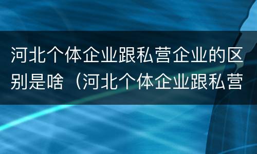 河北个体企业跟私营企业的区别是啥（河北个体企业跟私营企业的区别是啥呢）