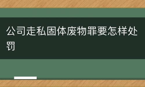 公司走私固体废物罪要怎样处罚