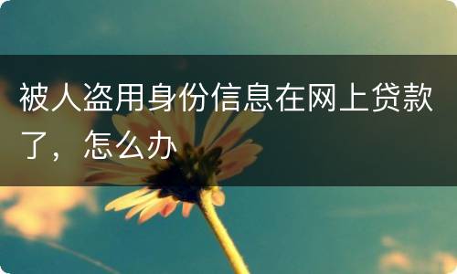 被人盗用身份信息在网上贷款了，怎么办