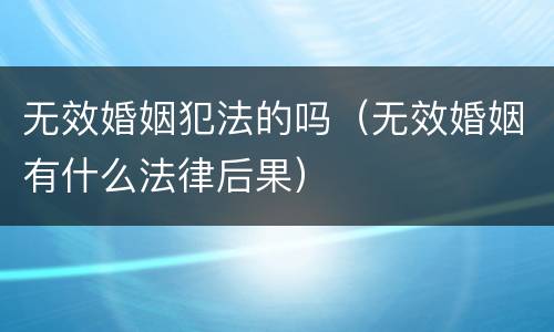 无效婚姻犯法的吗（无效婚姻有什么法律后果）
