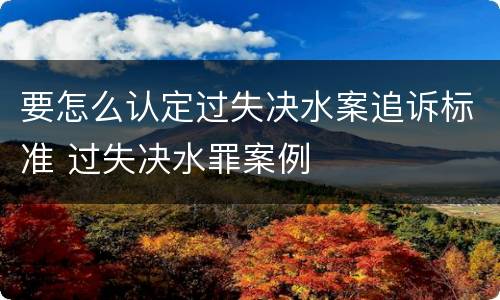 要怎么认定过失决水案追诉标准 过失决水罪案例