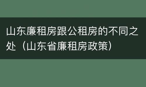 山东廉租房跟公租房的不同之处（山东省廉租房政策）