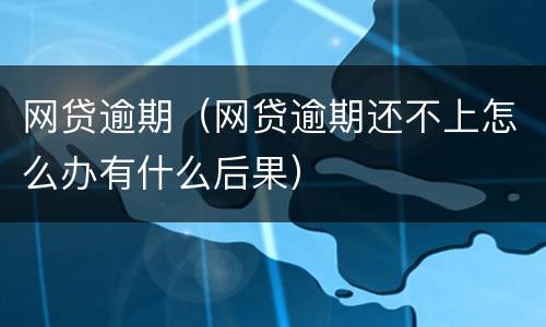 网贷逾期（网贷逾期还不上怎么办有什么后果）