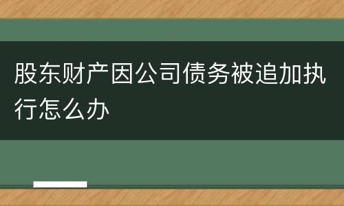 股东财产因公司债务被追加执行怎么办