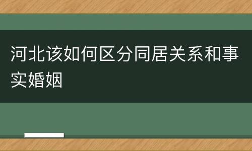 河北该如何区分同居关系和事实婚姻