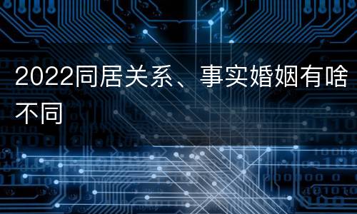 2022同居关系、事实婚姻有啥不同