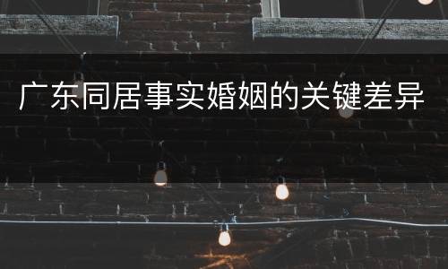 广东同居事实婚姻的关键差异