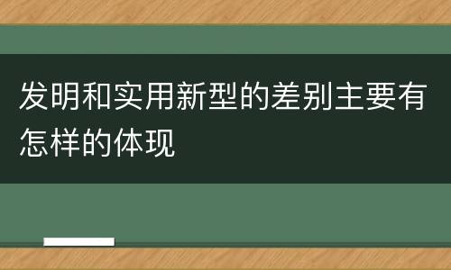 发明和实用新型的差别主要有怎样的体现
