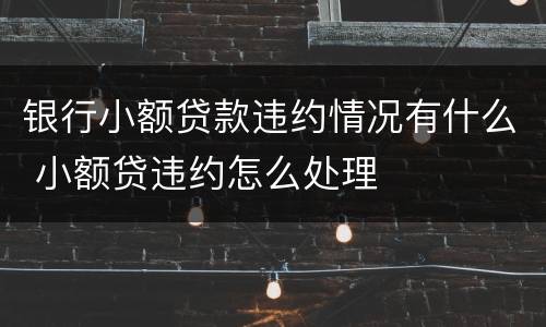 银行小额贷款违约情况有什么 小额贷违约怎么处理