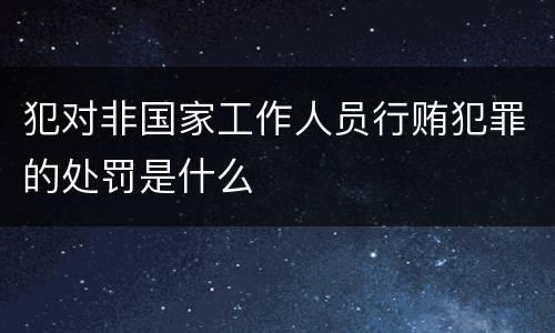 犯对非国家工作人员行贿犯罪的处罚是什么